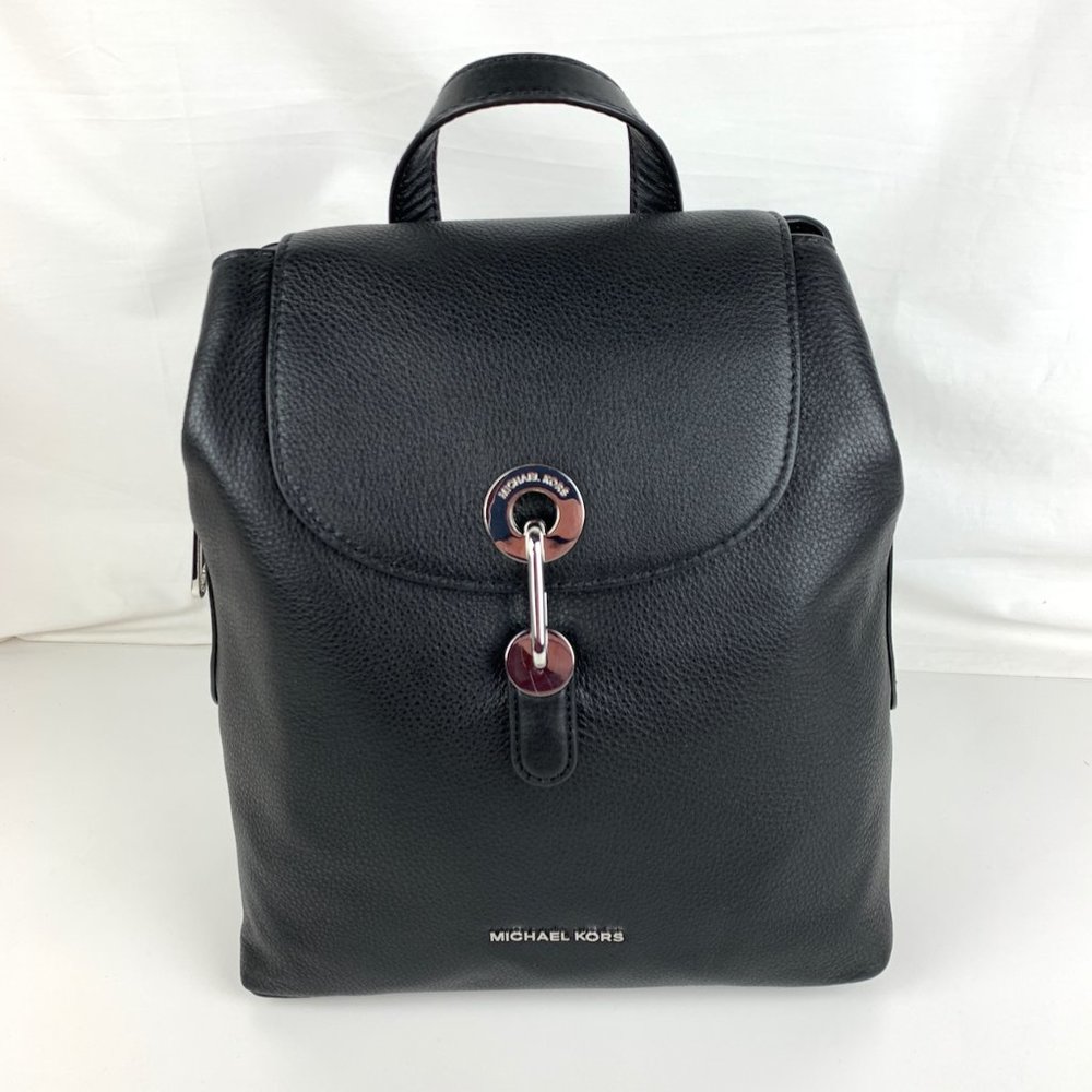 New Michael Kors Raven Leather Medium Backpack - Picture 3 of 9